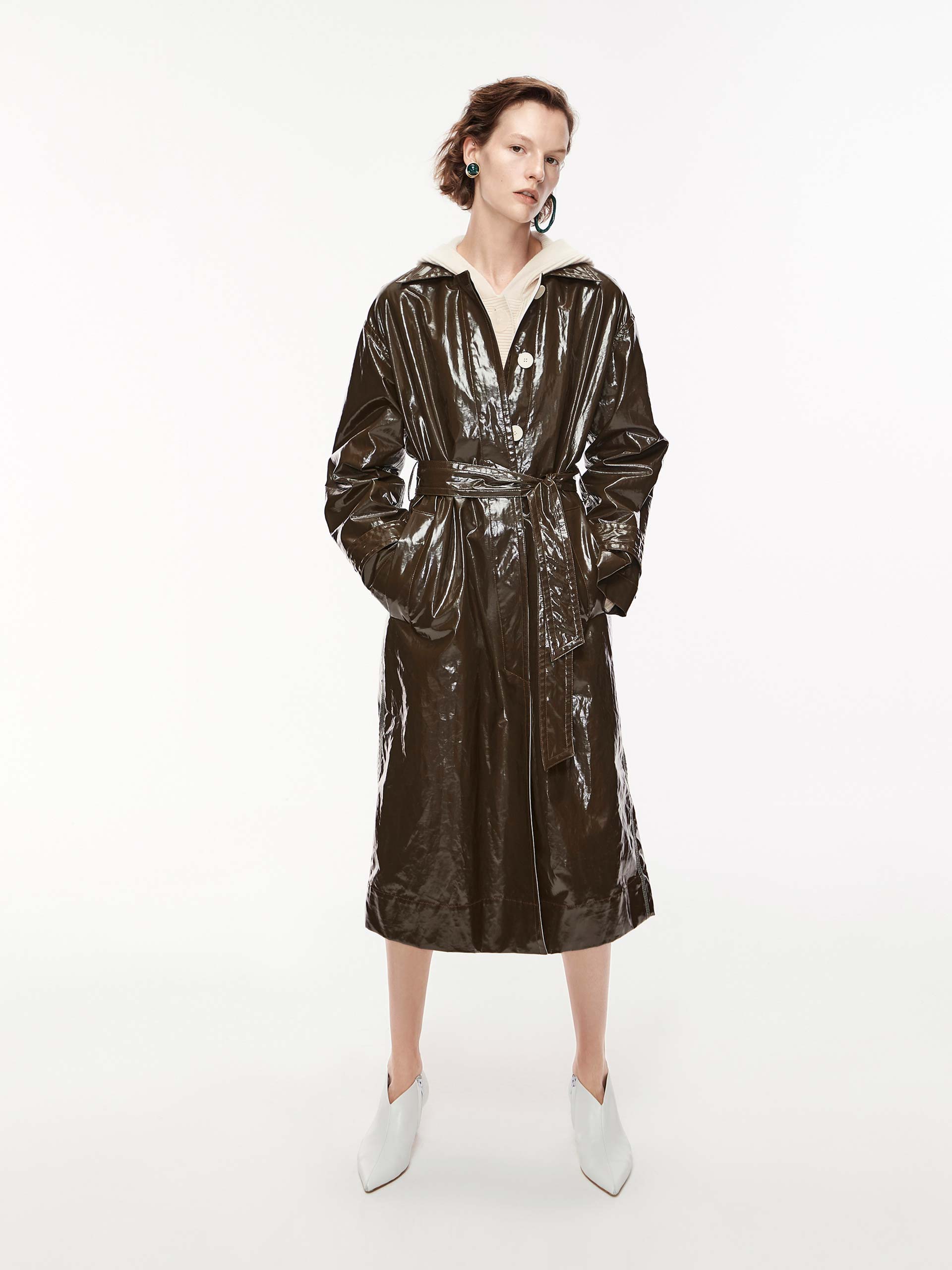 20春新品首发 | 漆皮侧缝撞色压线风衣