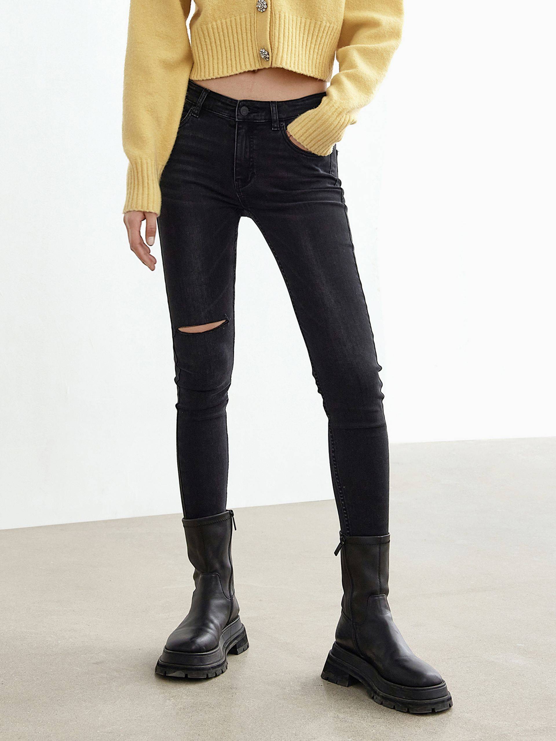 High Rise Skinny Cut-out Jeans
