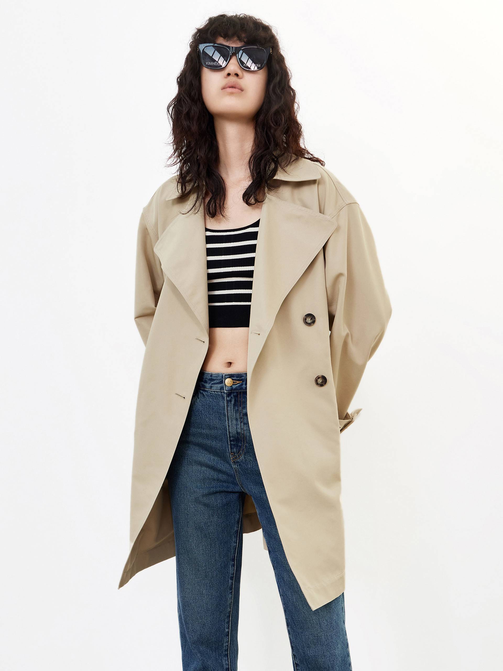 Lapel Neck Single Breasted Trench Coat